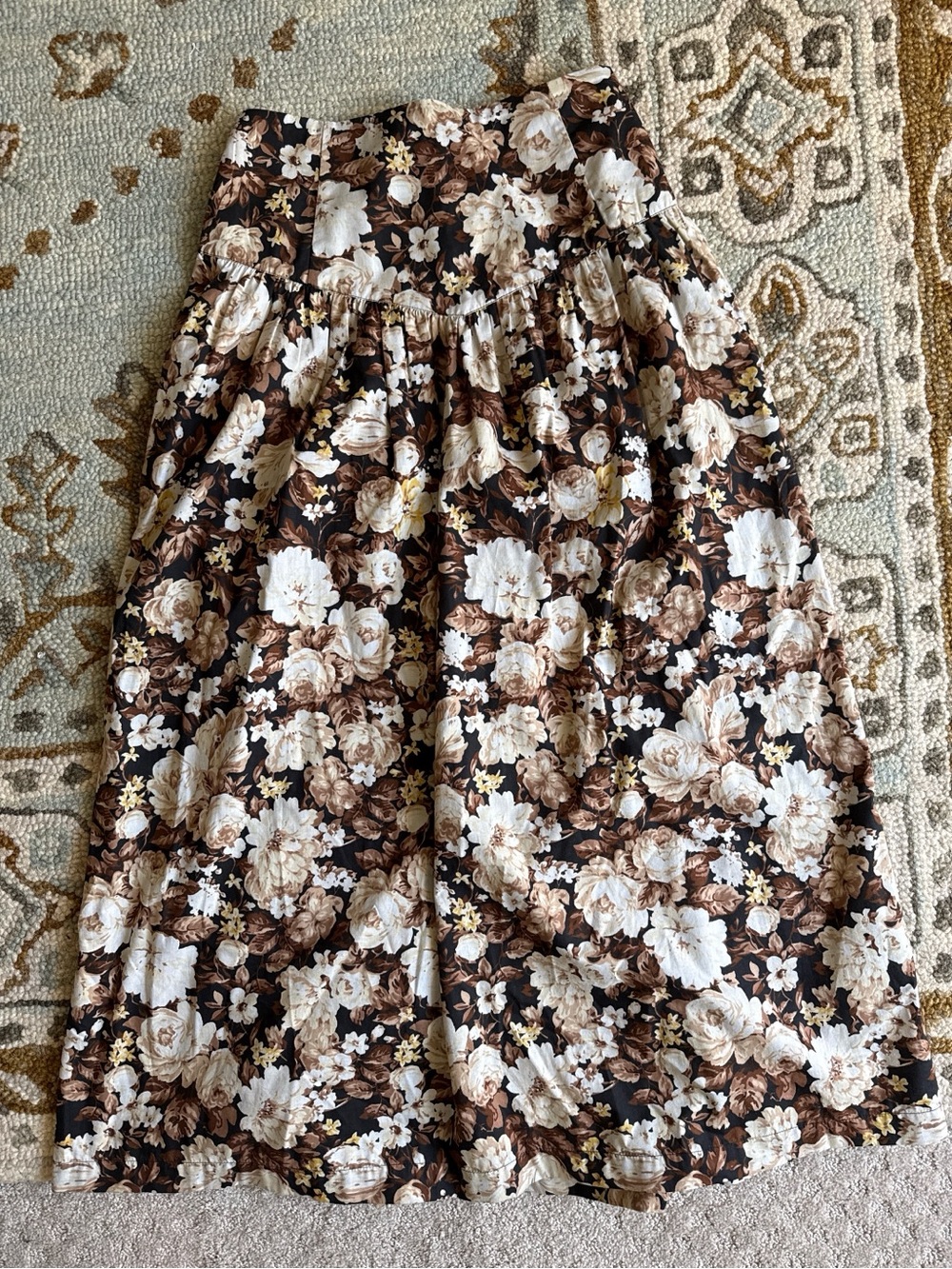 Abercrombie Brown Floral Drop Waist Midi Skirt